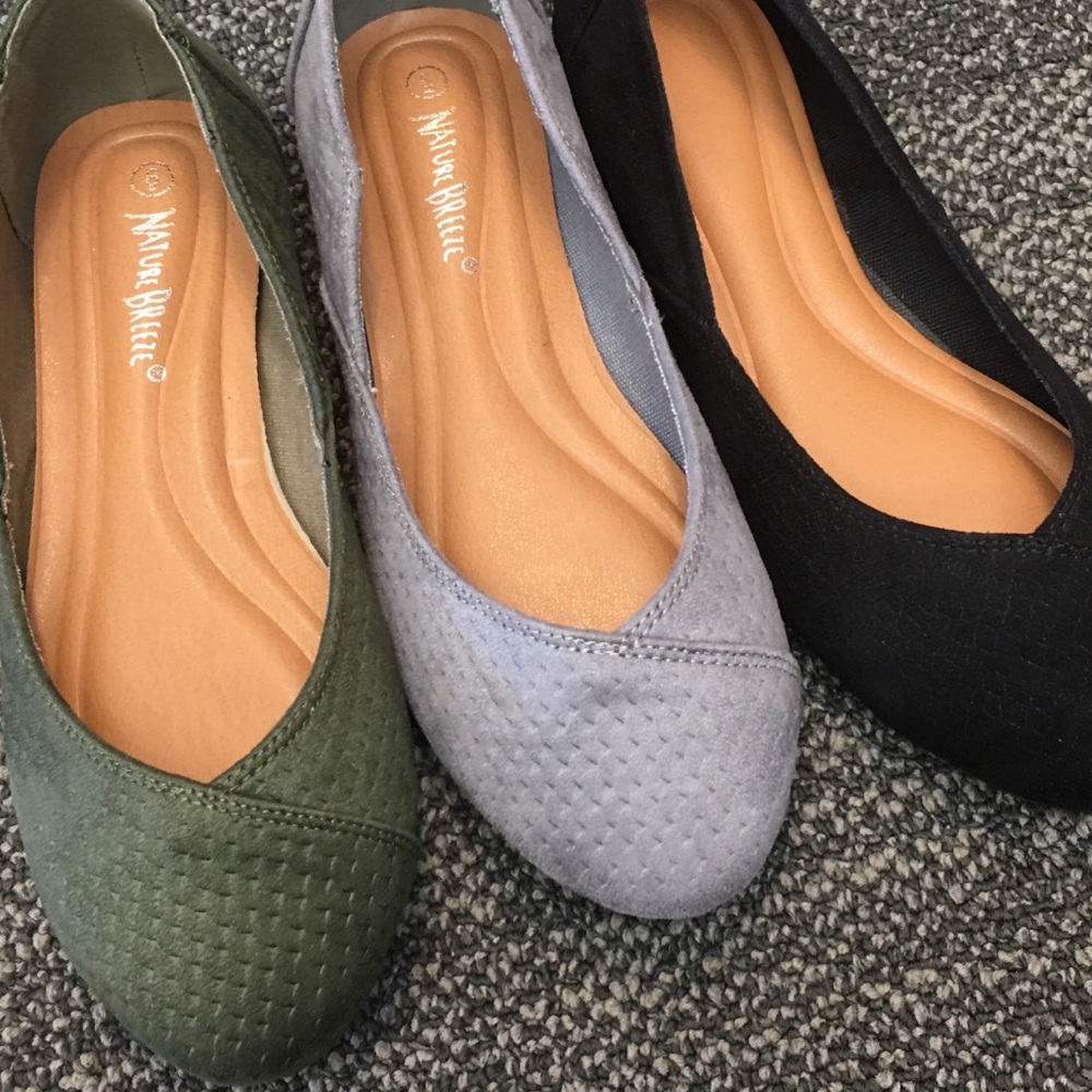 Nature B Scalloped gray faux suede ballerina FLAT - Picture 3 of 8